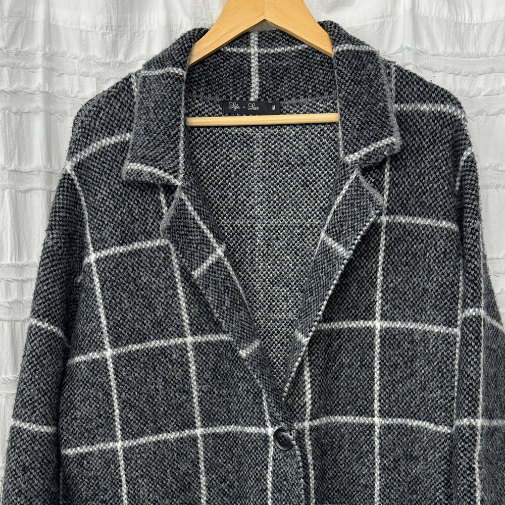 GREY & WHITE CHECKERED OVERCOAT - Picture 2 of 7